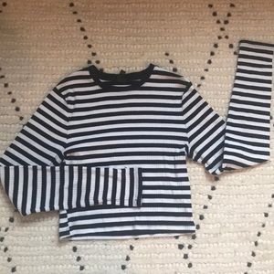 black & white stripe long sleeve crop top
